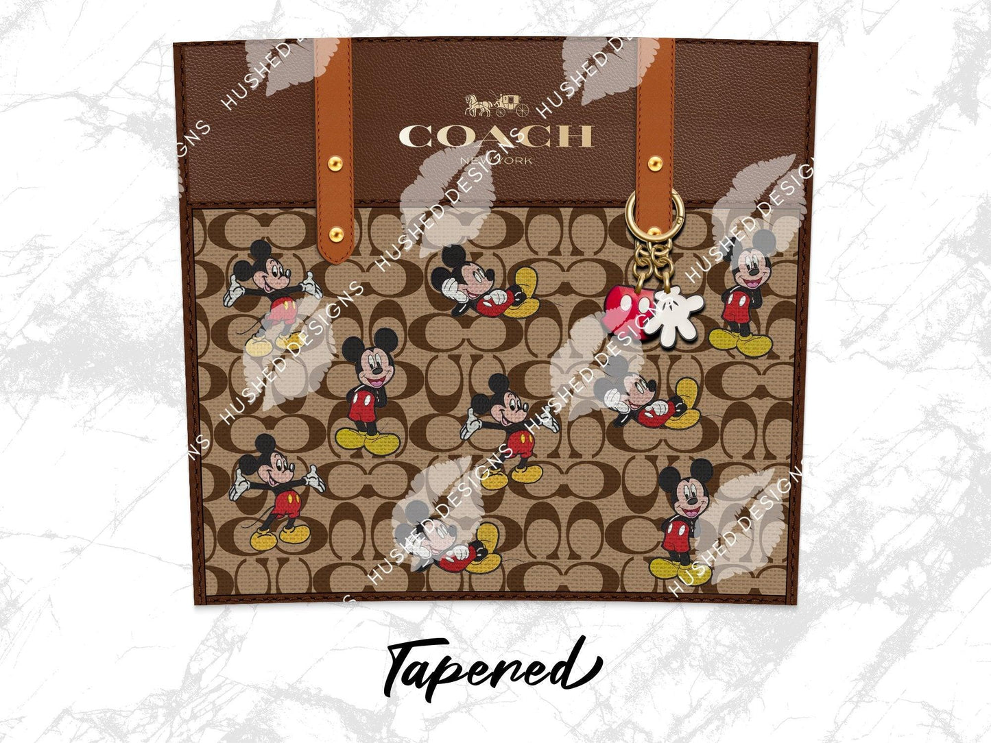 NY Coach Brown Monogram with Mickey Fabric Texture - Hushed Designs