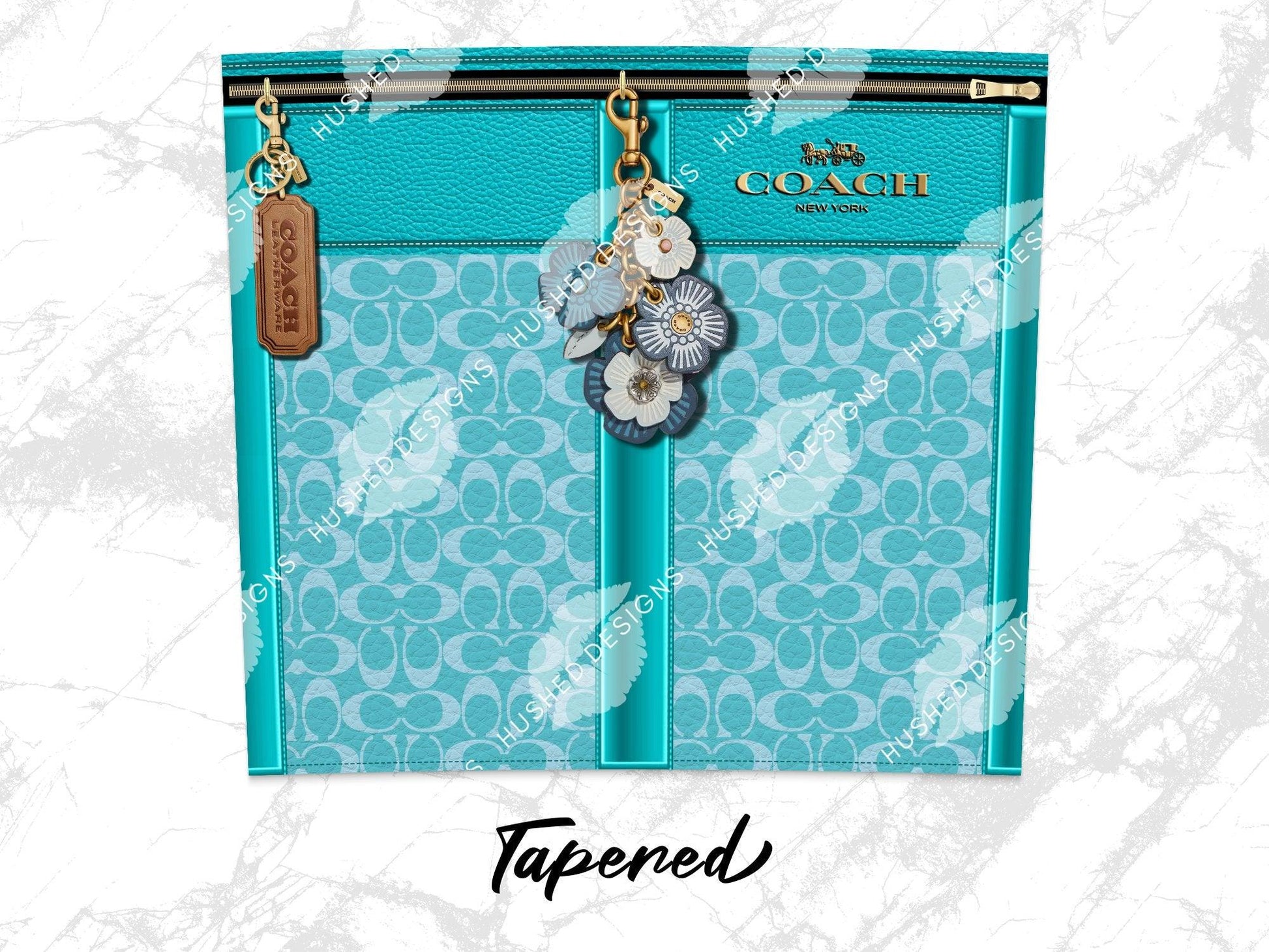 NY Coach Turquoise Monogram Leather Texture - Hushed Designs