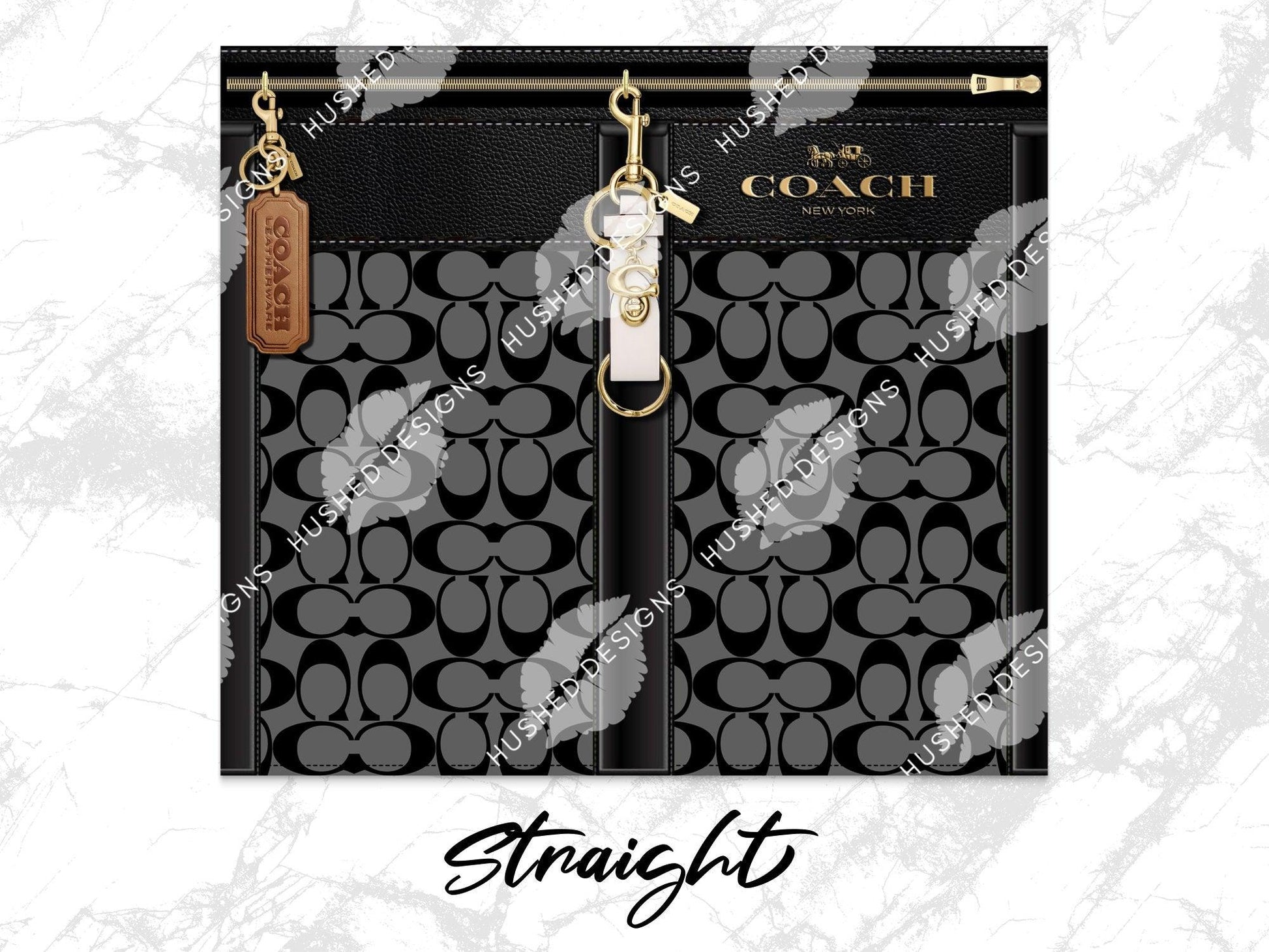 NY Coach Black and Grey Monogram Plain - Hushed Designs