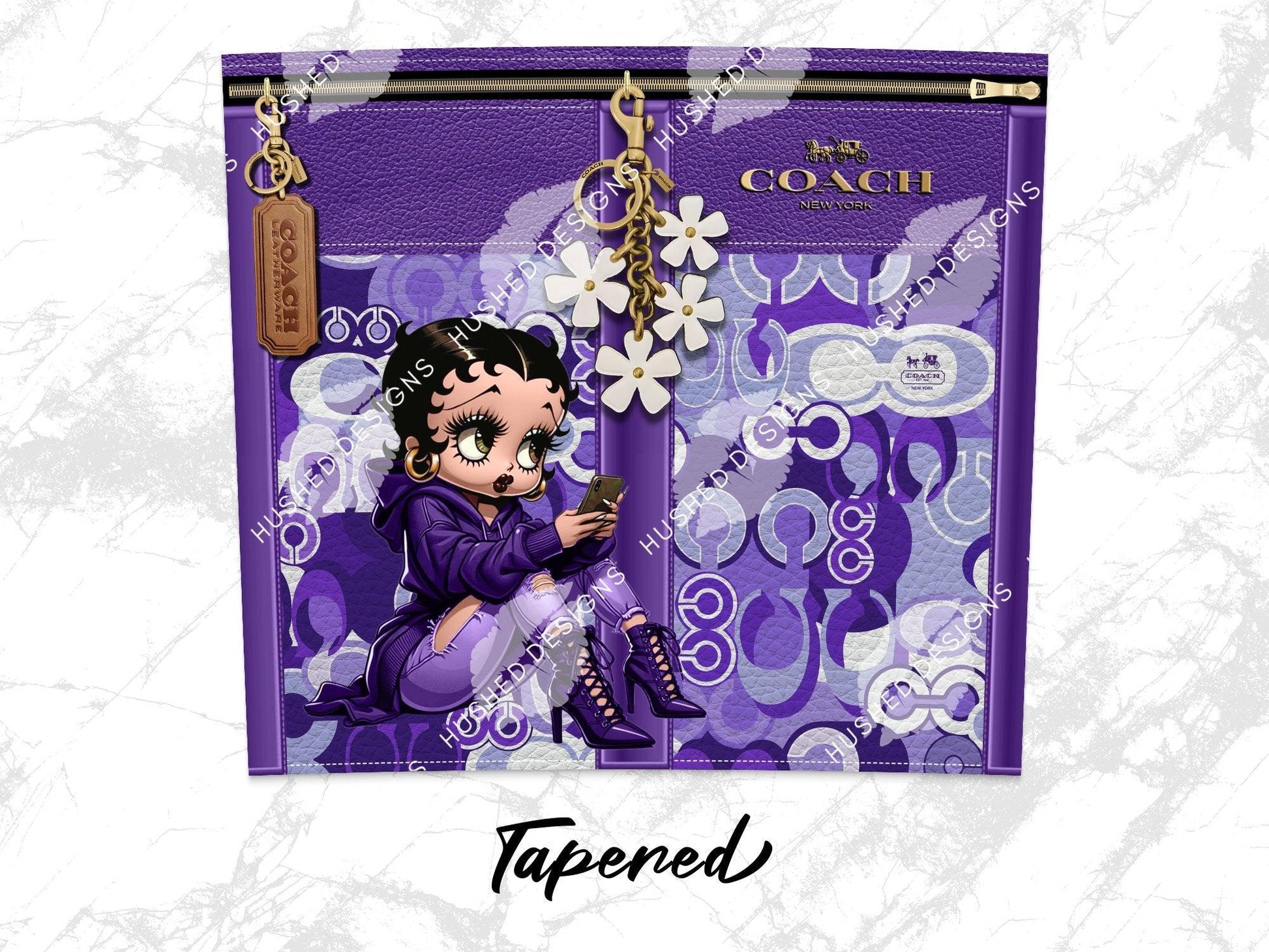 NY Coach Purple Monogram with Betty Boop Leather Texture - Hushed Designs