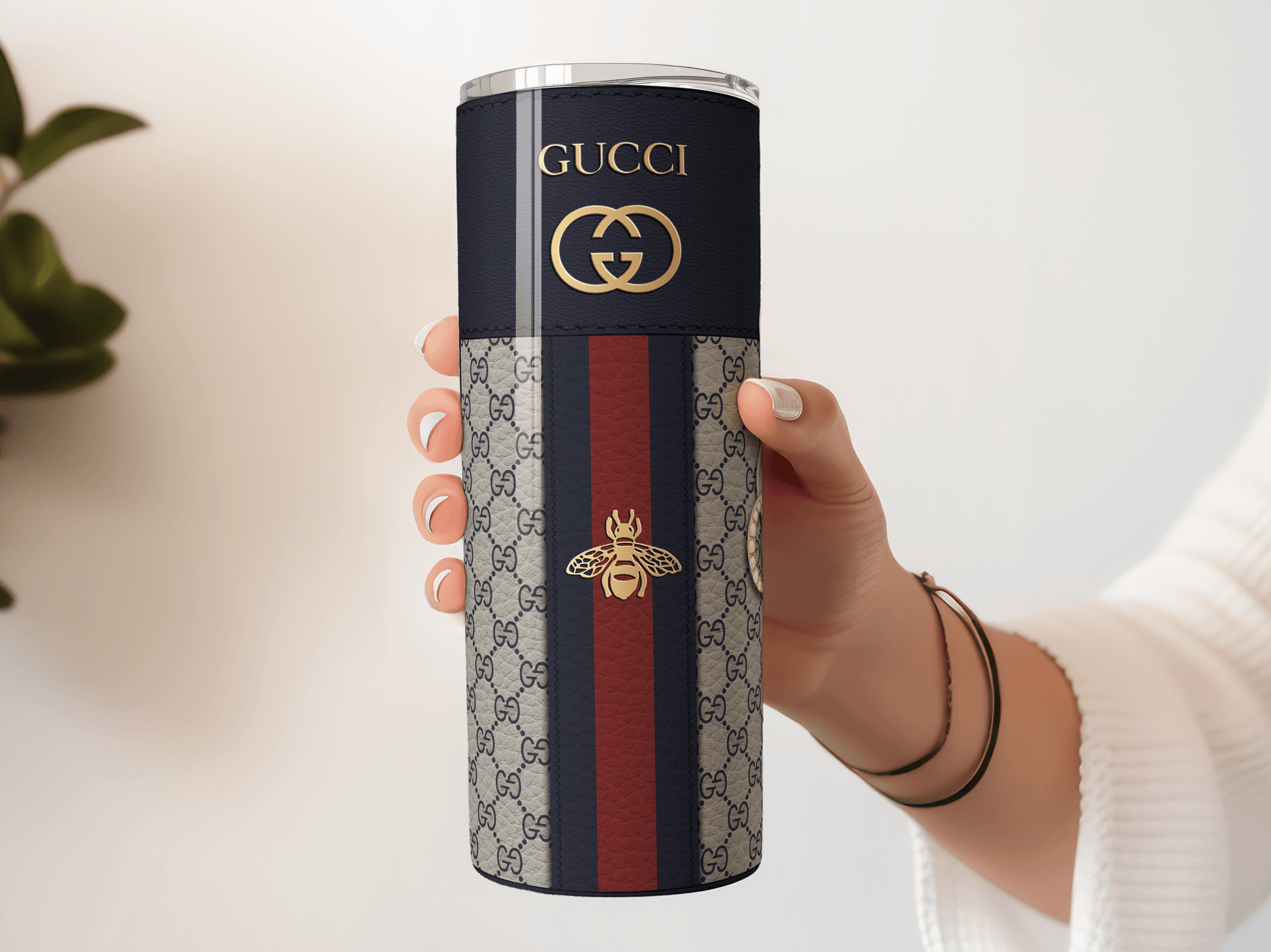 Gucci Navy Blue Monogram Leather Texture - Hushed Designs