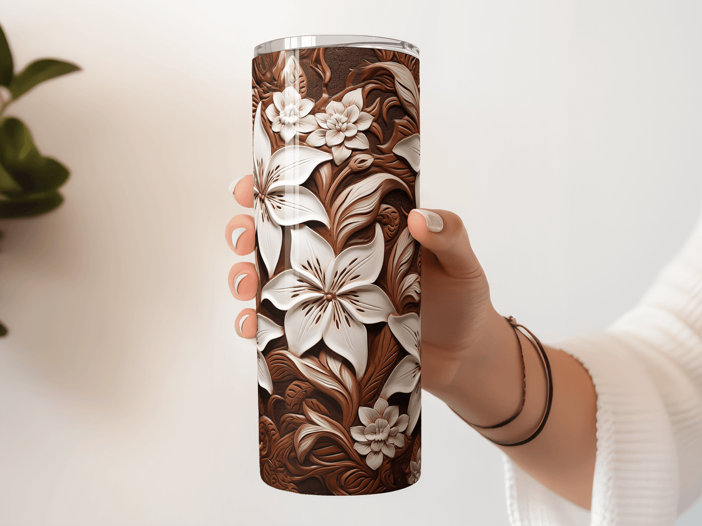 Lily Flowers Tooled Leather - Hushed Designs