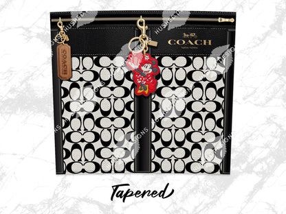 NY Coach Black and White Monogram with Minnie Key Chain Fabric Texture - Hushed Designs