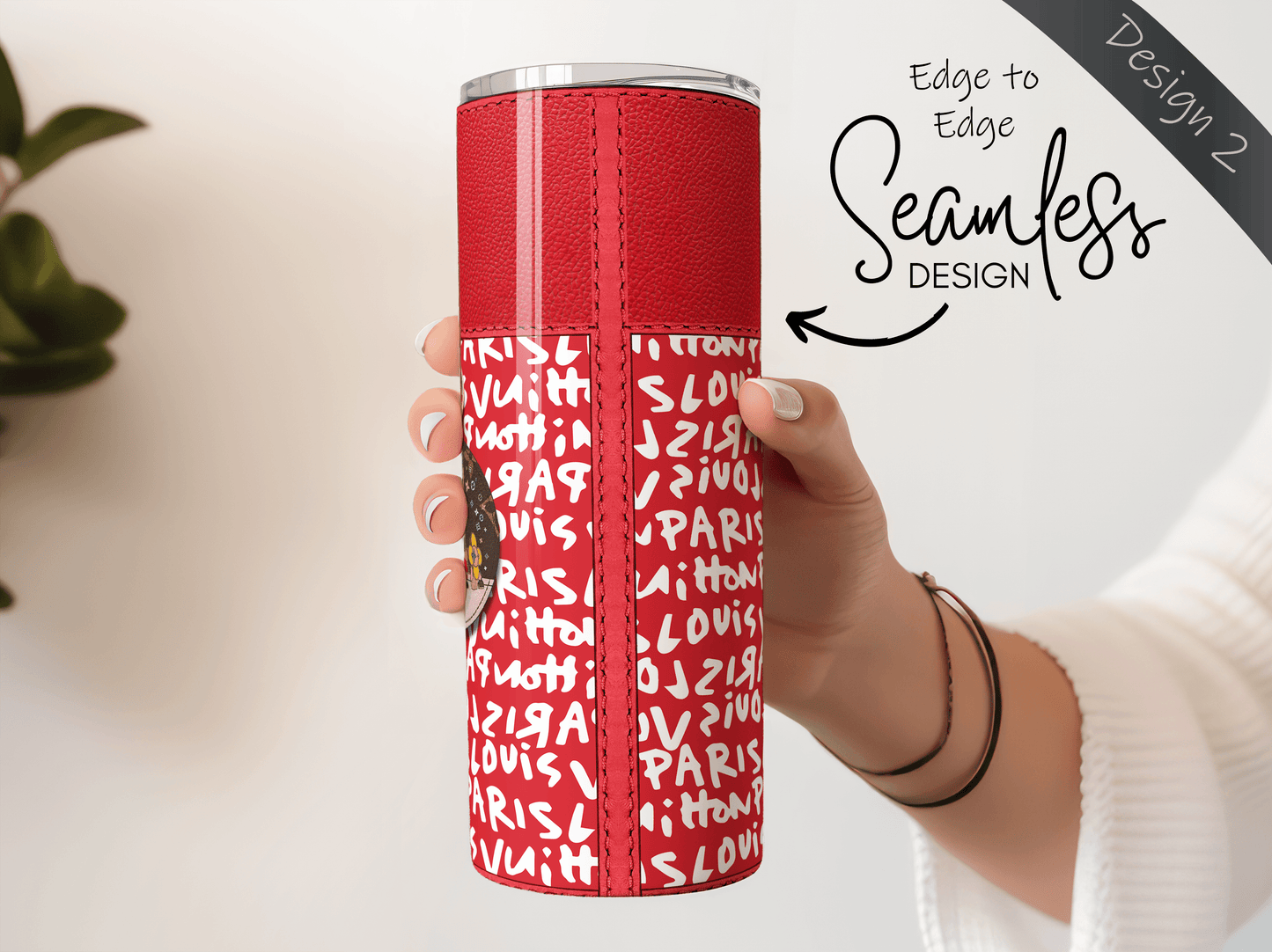 LV Red Graffiti Monogram Lunch Tote and Tumbler Set Plain - Hushed Designs