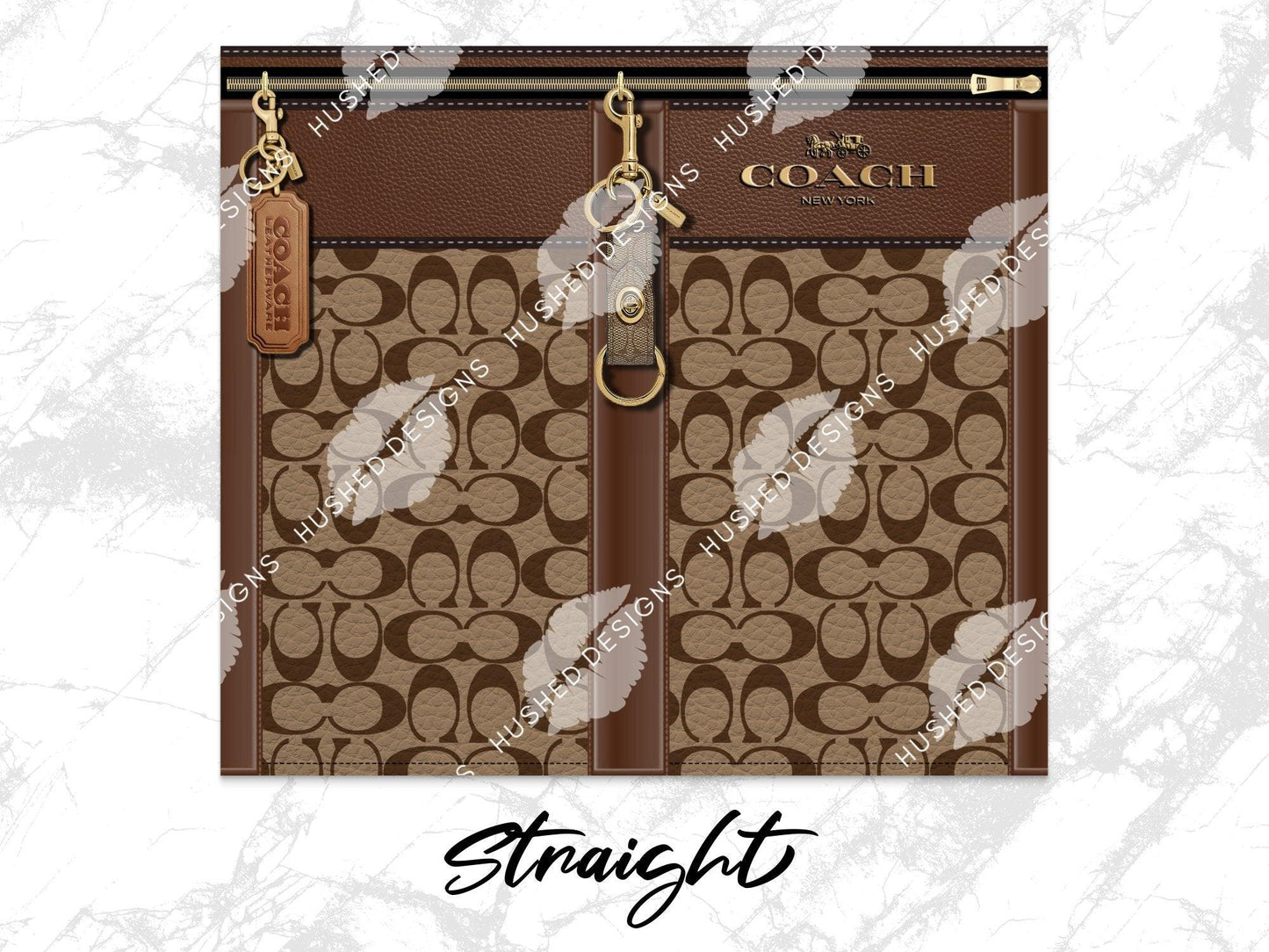 NY Coach Brown Monogram Leather Texture - Hushed Designs