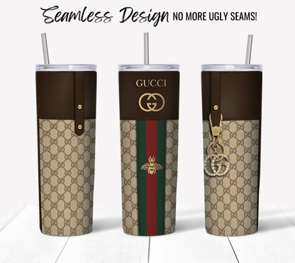 Gucci Designer Purse Tumbler Wrap Fabric Texture Seamless Design