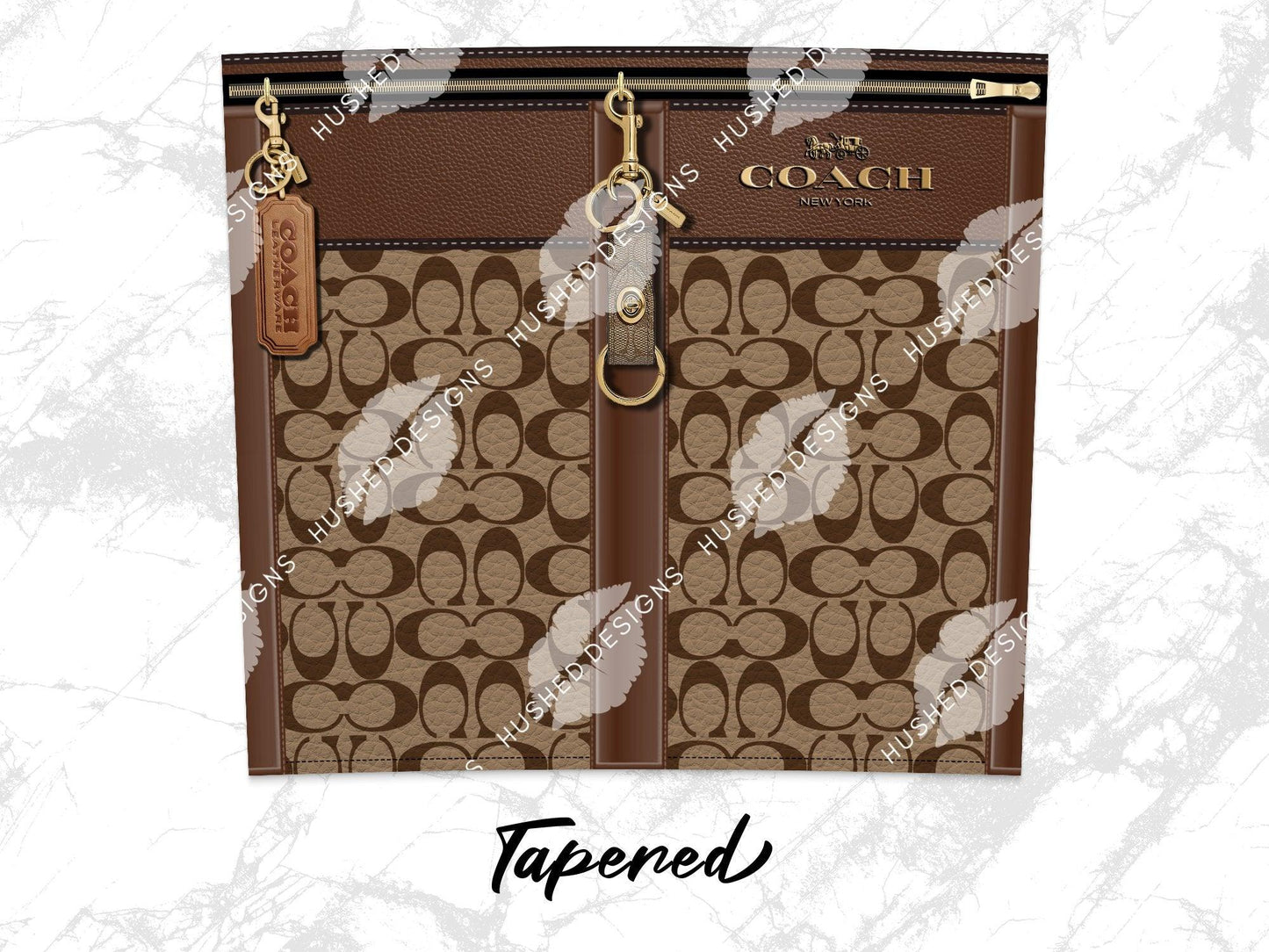 NY Coach Brown Monogram Leather Texture - Hushed Designs