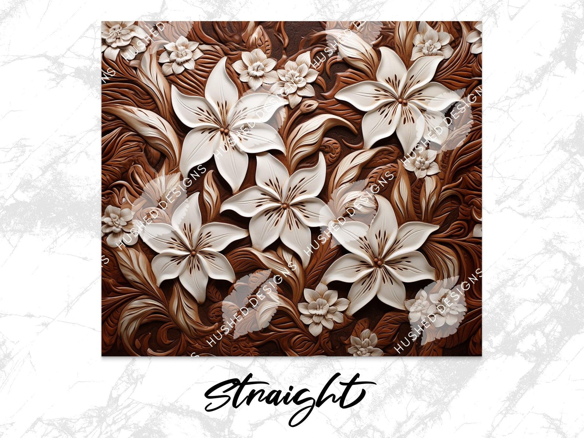 Lily Flowers Tooled Leather - Hushed Designs