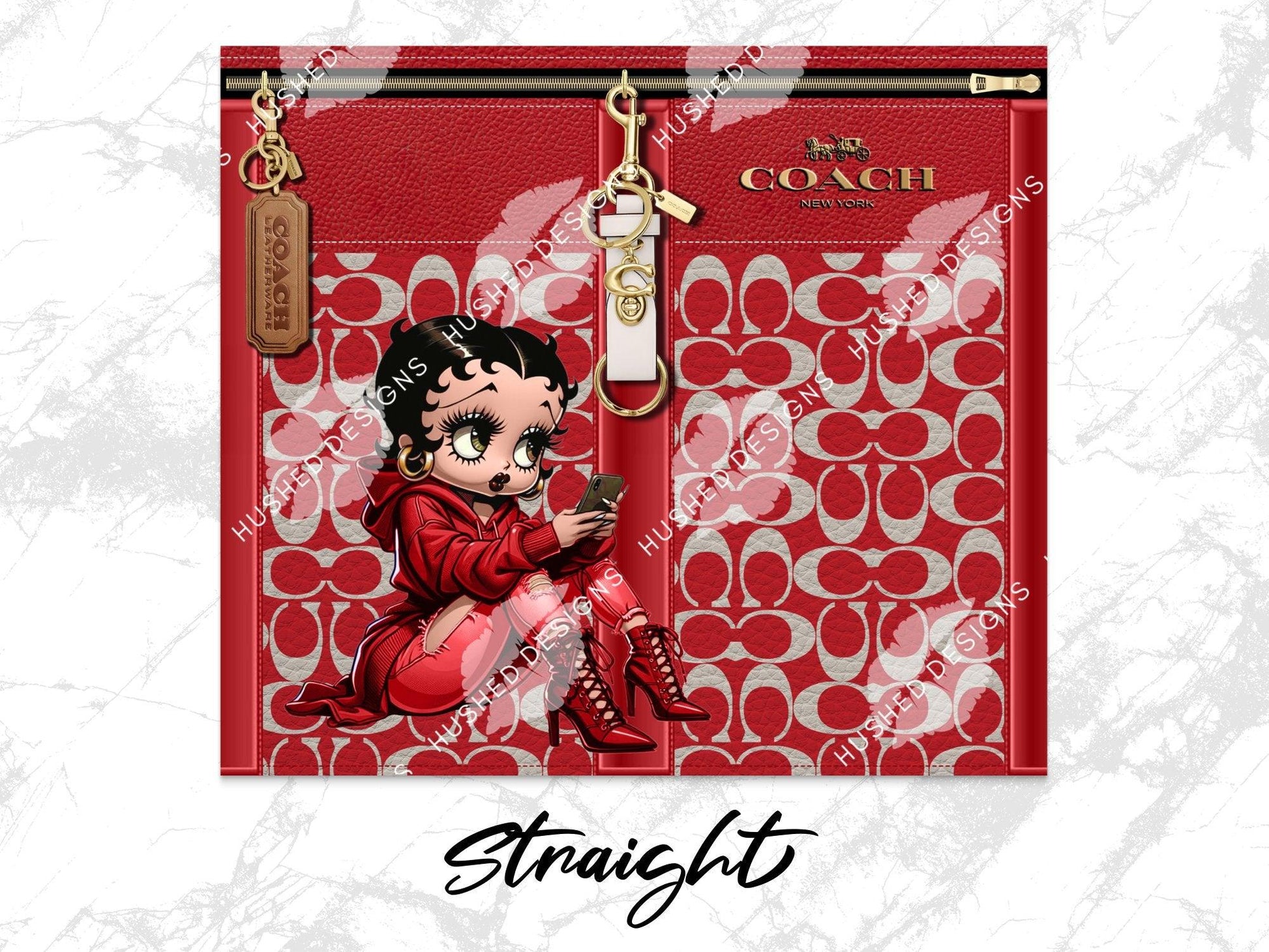 NY Coach Red Monogram with Betty Boop Leather Texture - Hushed Designs