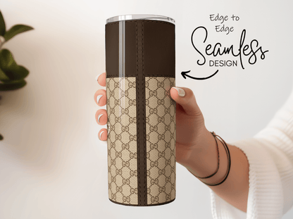 Gucci Dark Brown Monogram Lunch Tote and Tumbler Set Fabric Texture - Hushed Designs