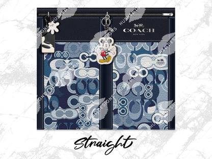 NY Coach Navy Leather Blue Monogram with Mickey Leather Texture - Hushed Designs