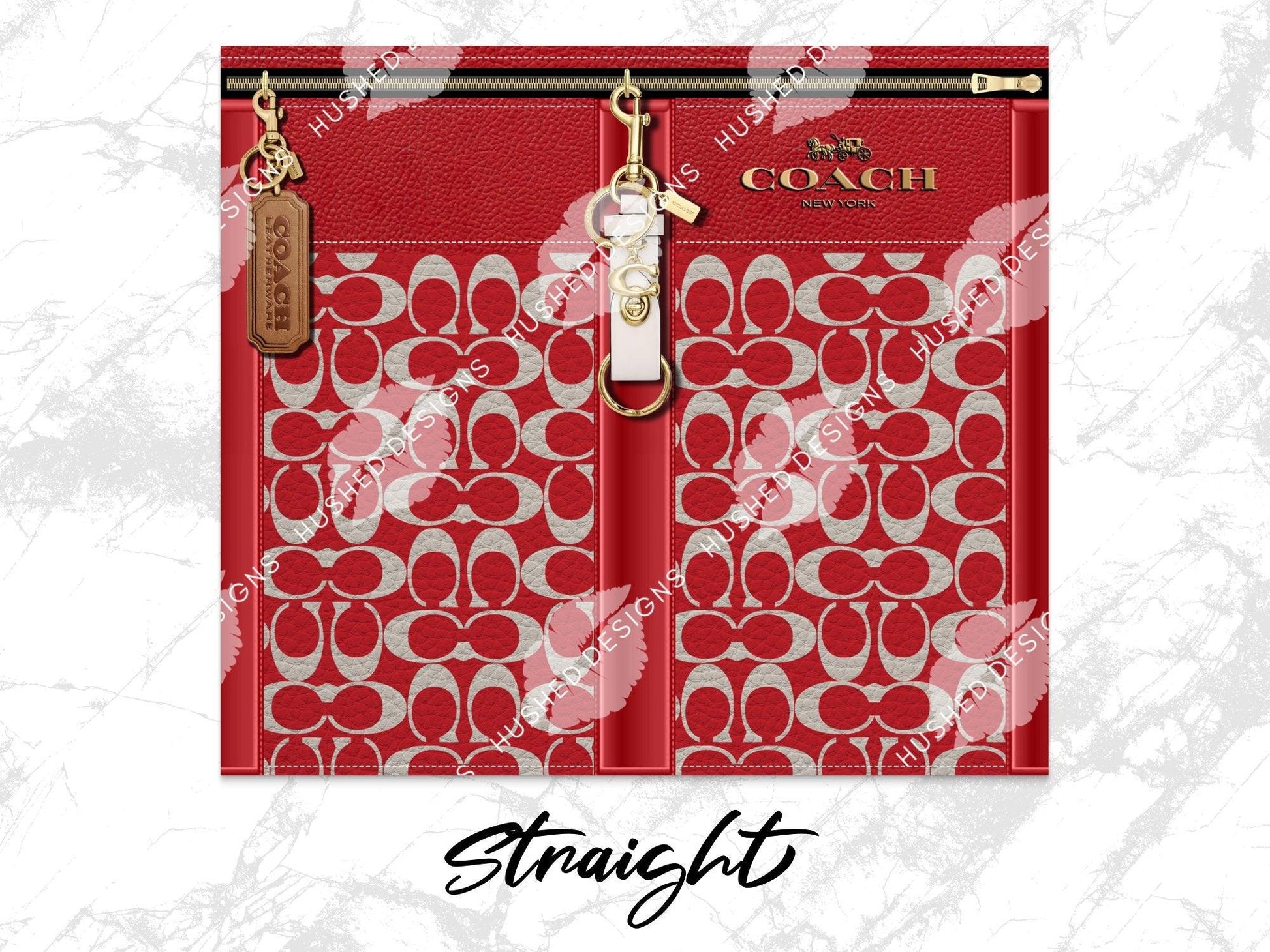 NY Coach Red Monogram Leather Texture - Hushed Designs