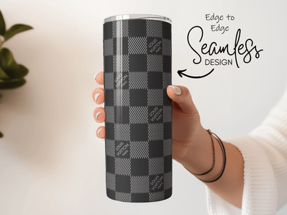 LV Grey Checkered Lunch Tote and Tumbler Set - Hushed Designs