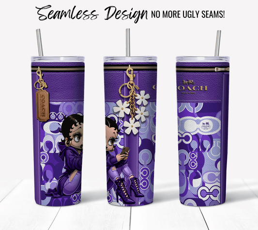 NY Coach Purple Monogram with Betty Boop Fabric Texture - Hushed Designs