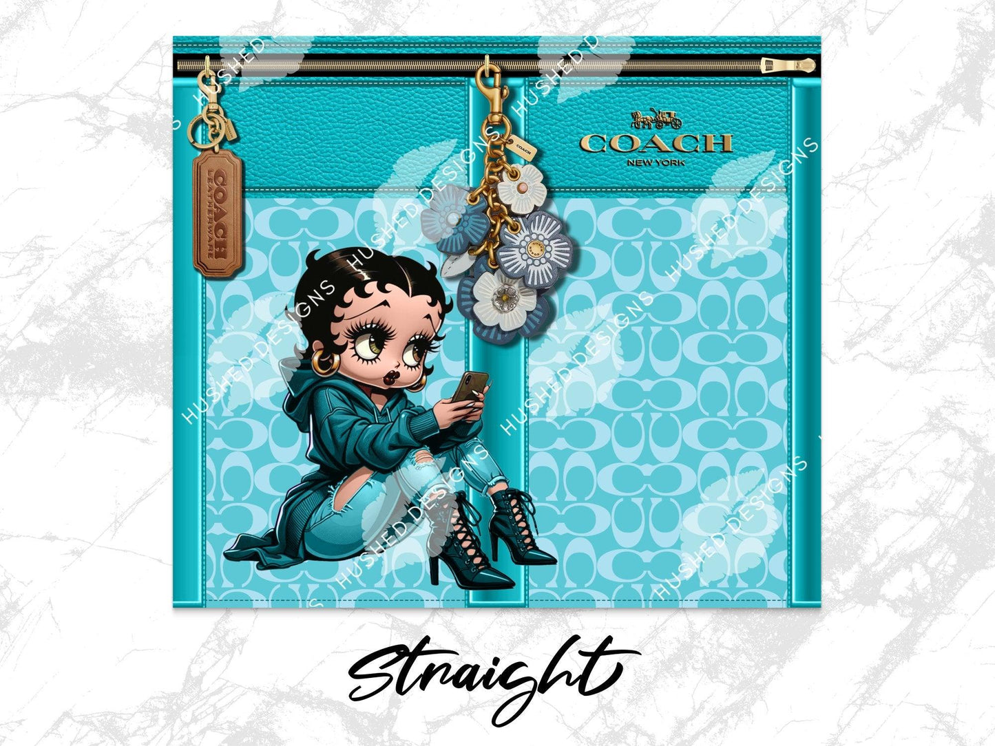 NY Coach Turquoise Monogram with Betty Boop Plain - Hushed Designs