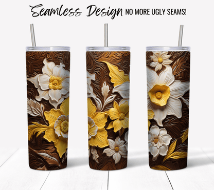 Daffodil Flowers Tooled Leather - Hushed Designs