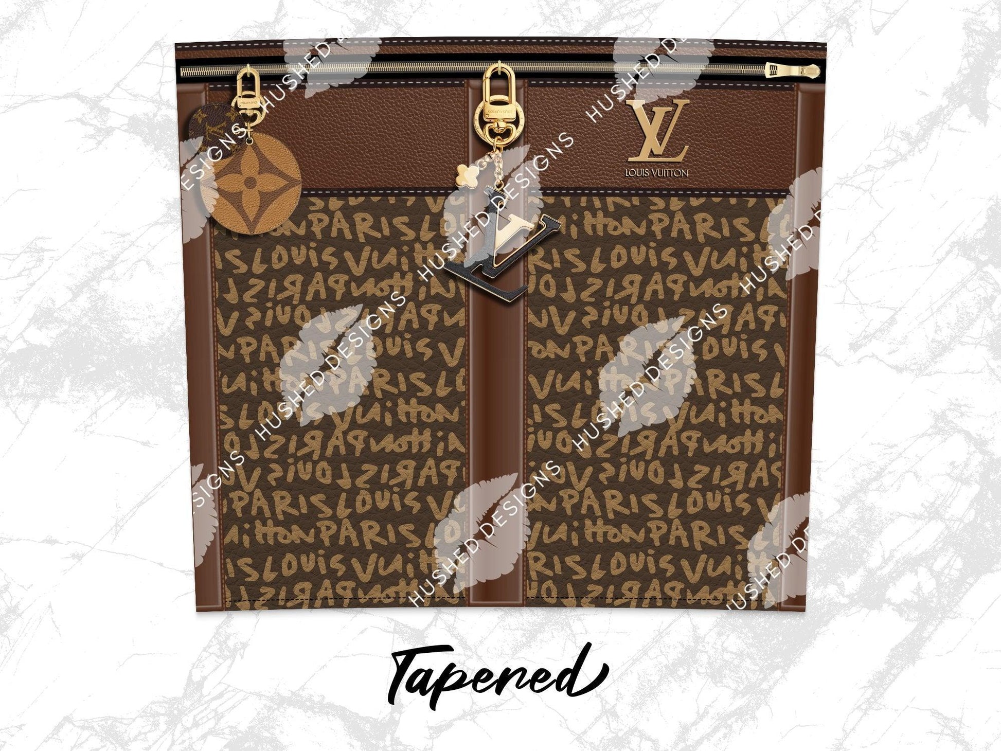 LV Brown Graffiti Monogram Designer Purse with Leather Texture - Hushed Designs