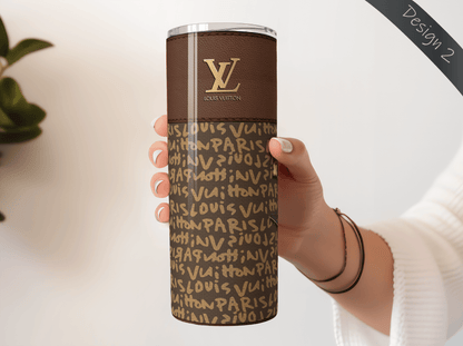 LV Brown Graffiti Monogram Lunch Tote and Tumbler Set Fabric Texture - Hushed Designs