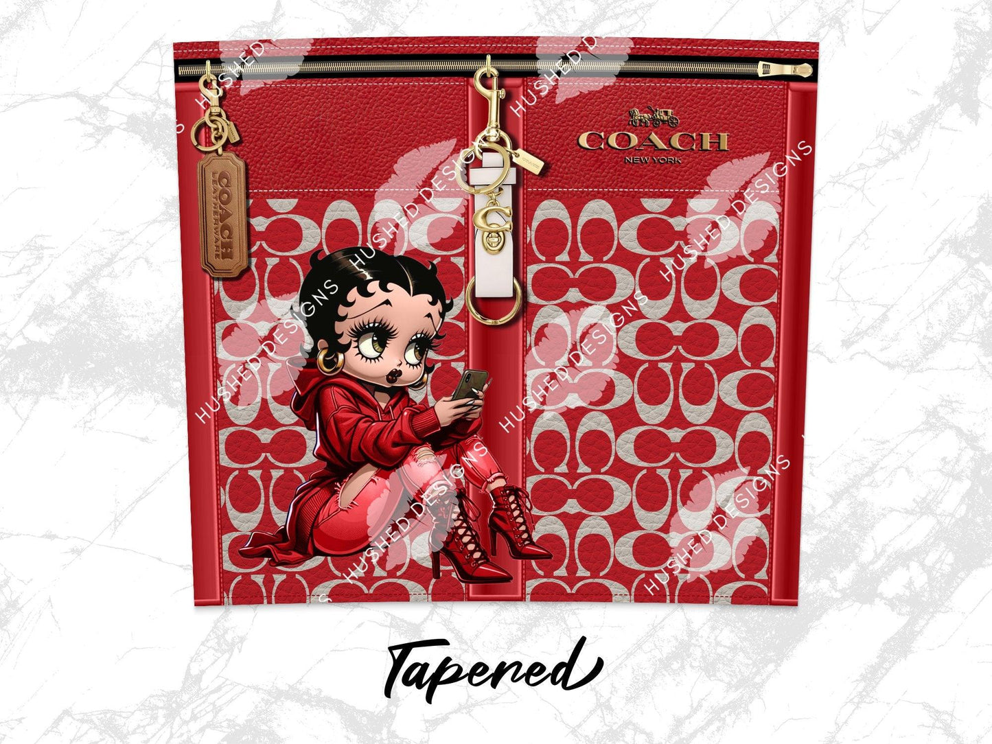 NY Coach Red Monogram with Betty Boop Leather Texture - Hushed Designs