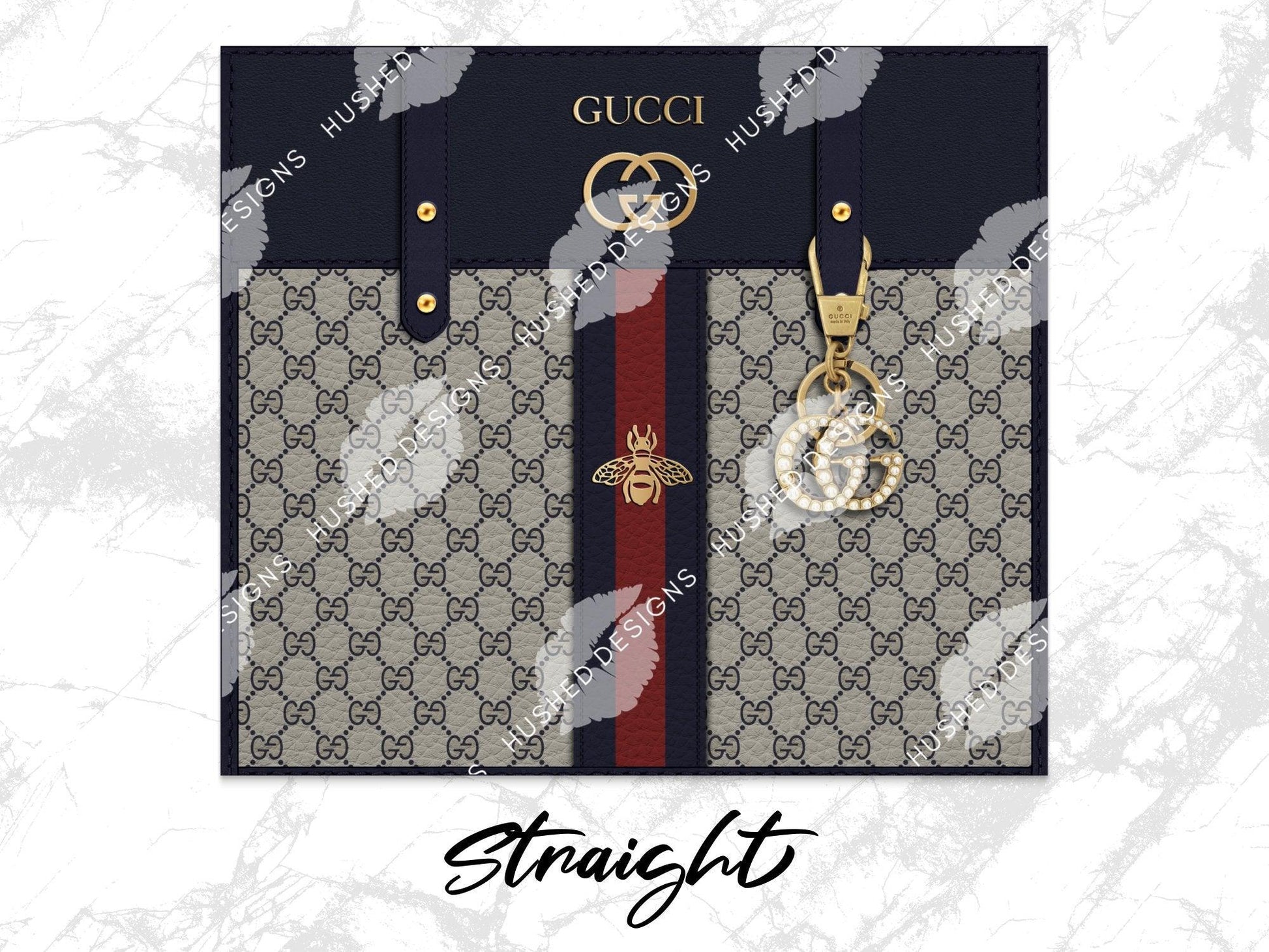 Gucci Navy Blue Monogram Leather Texture - Hushed Designs