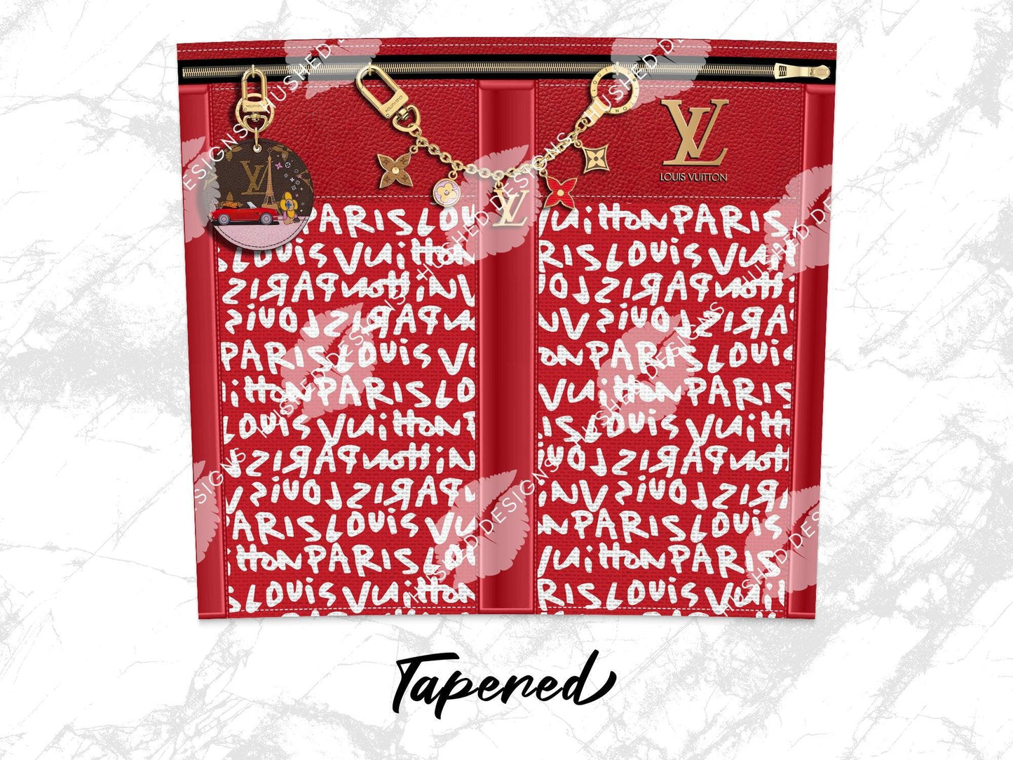 LV Red Graffiti Monogram Fabric Texture - Hushed Designs