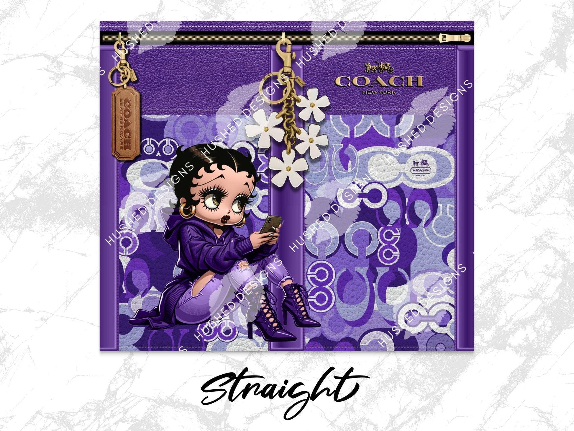 NY Coach Purple Monogram with Betty Boop Leather Texture - Hushed Designs