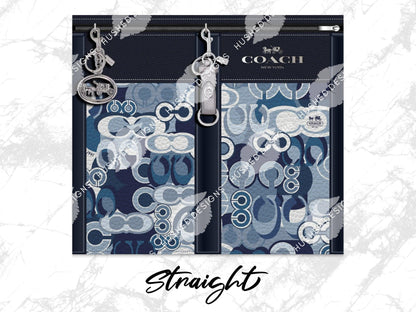 NY Coach Navy Leather Blue Monogram Leather Texture - Hushed Designs