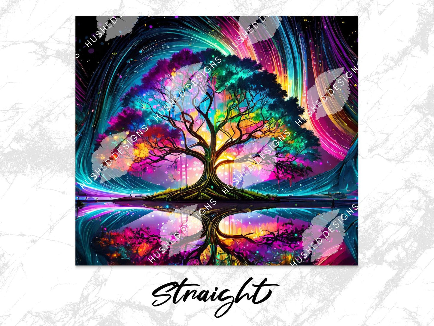 Tree of Life with Colorful Light Auroras - Hushed Designs