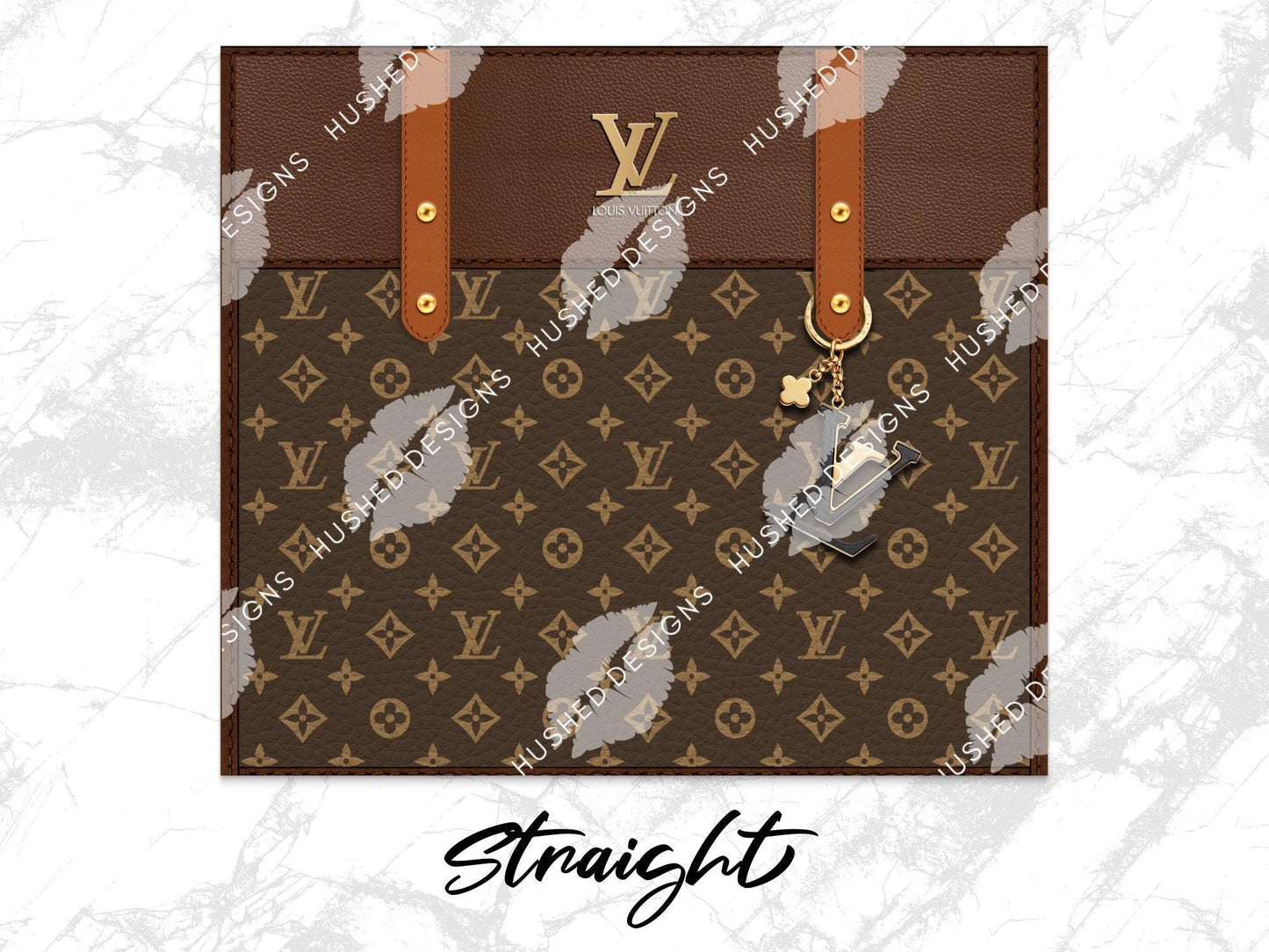 LV Brown Monogram Designer Purse with Leather Texture - Hushed Designs