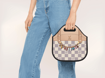 LV Cream Checkered Lunch Tote and Tumbler Set - Hushed Designs