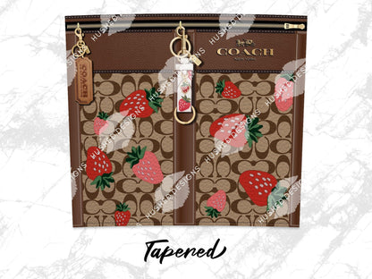 NY Coach Brown Monogram with Strawberries Leather Texture - Hushed Designs