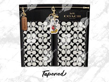 NY Coach Black and White Monogram with Mickey Key Chain Fabric Texture - Hushed Designs