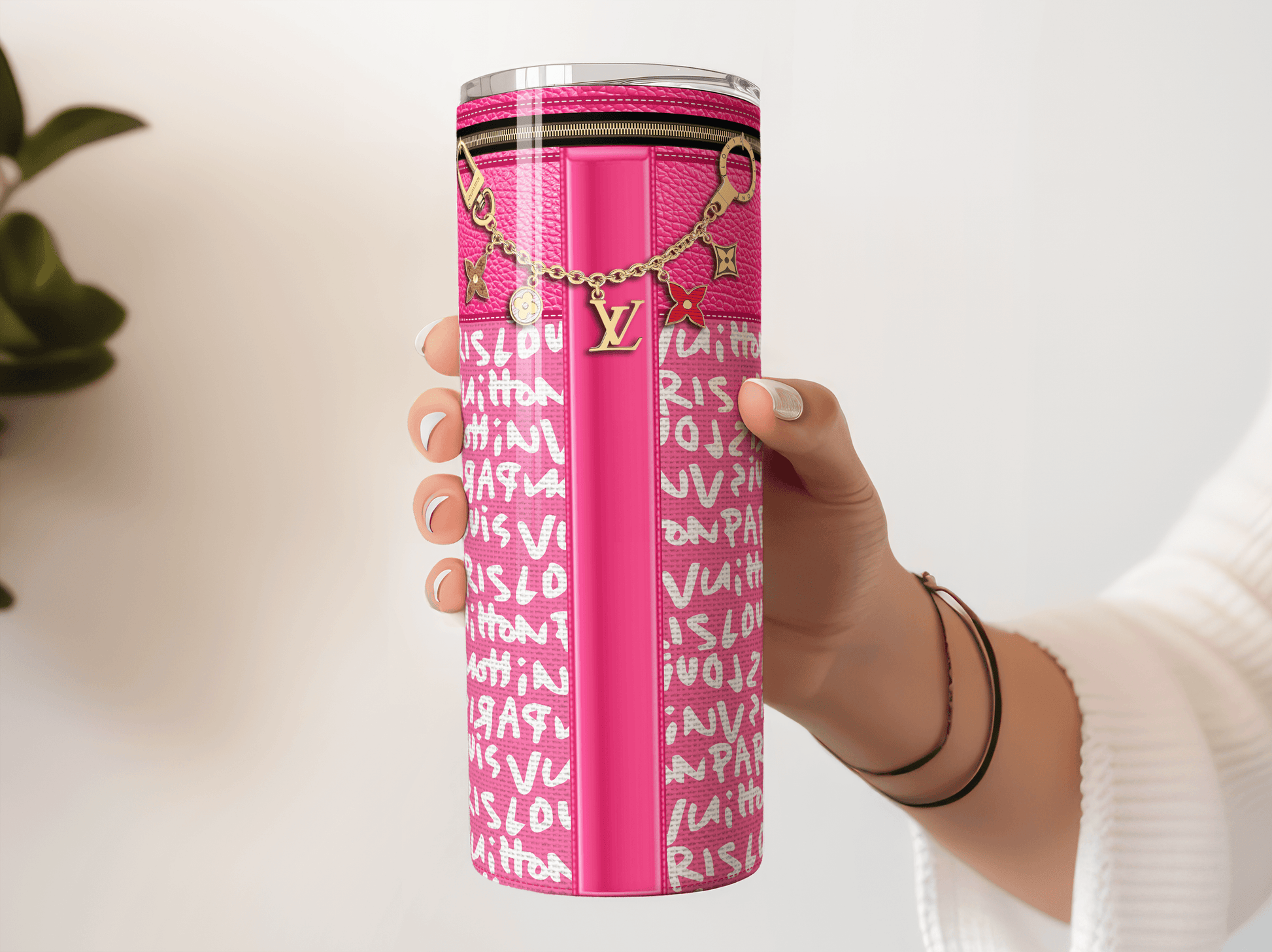 LV Pink Graffiti Monogram Fabric Texture - Hushed Designs