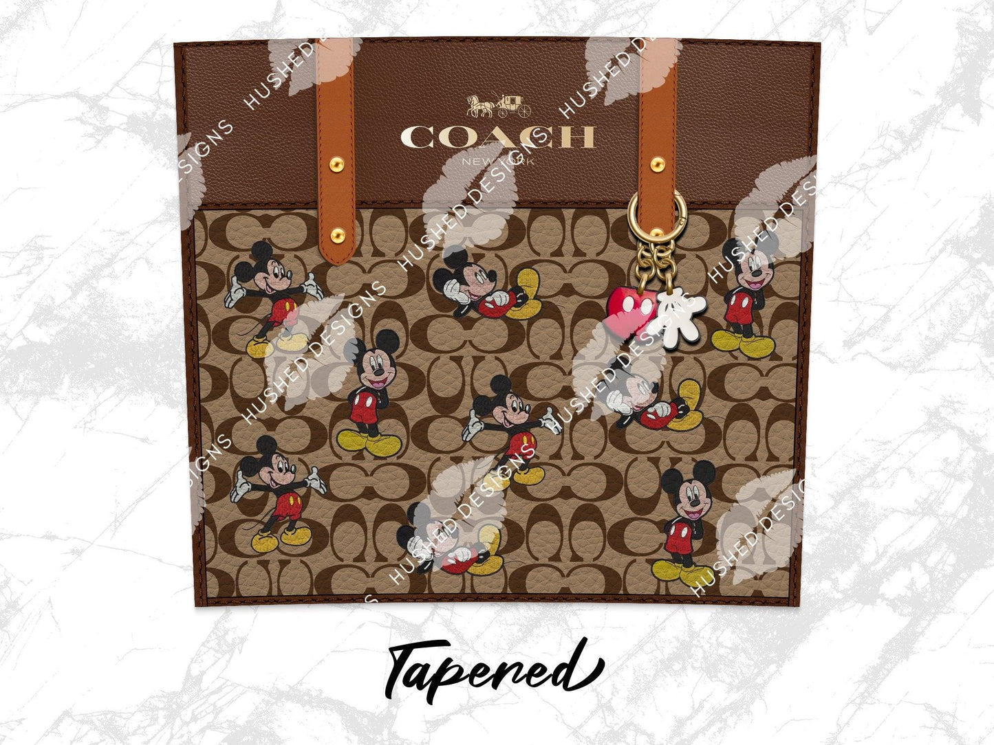 NY Coach Brown Monogram with Mickey Leather Texture - Hushed Designs