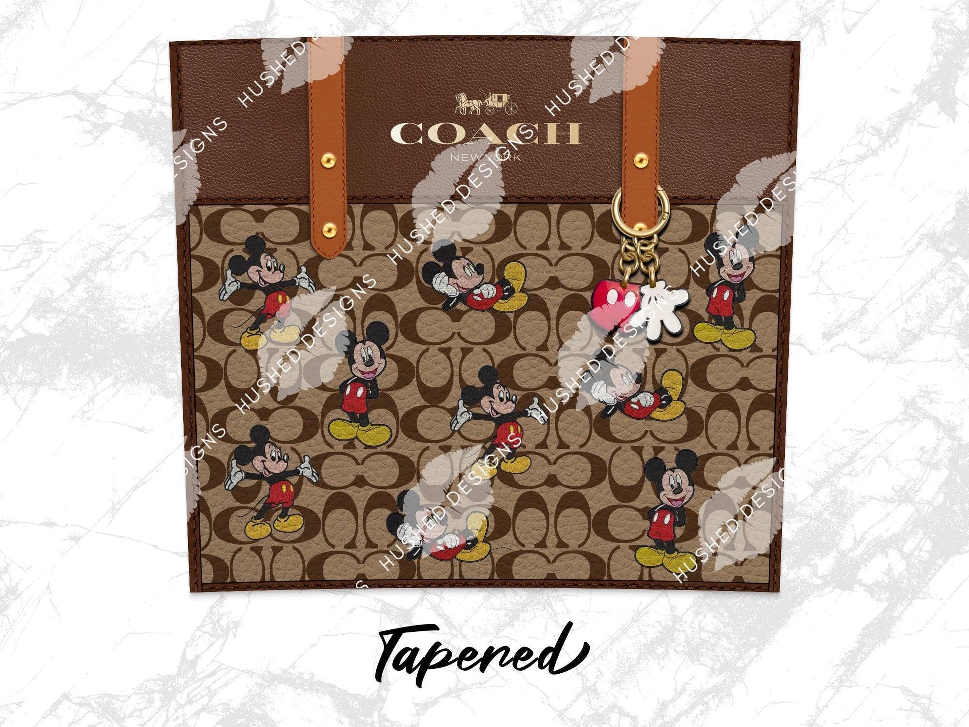 NY Coach Brown Monogram with Mickey Leather Texture - Hushed Designs