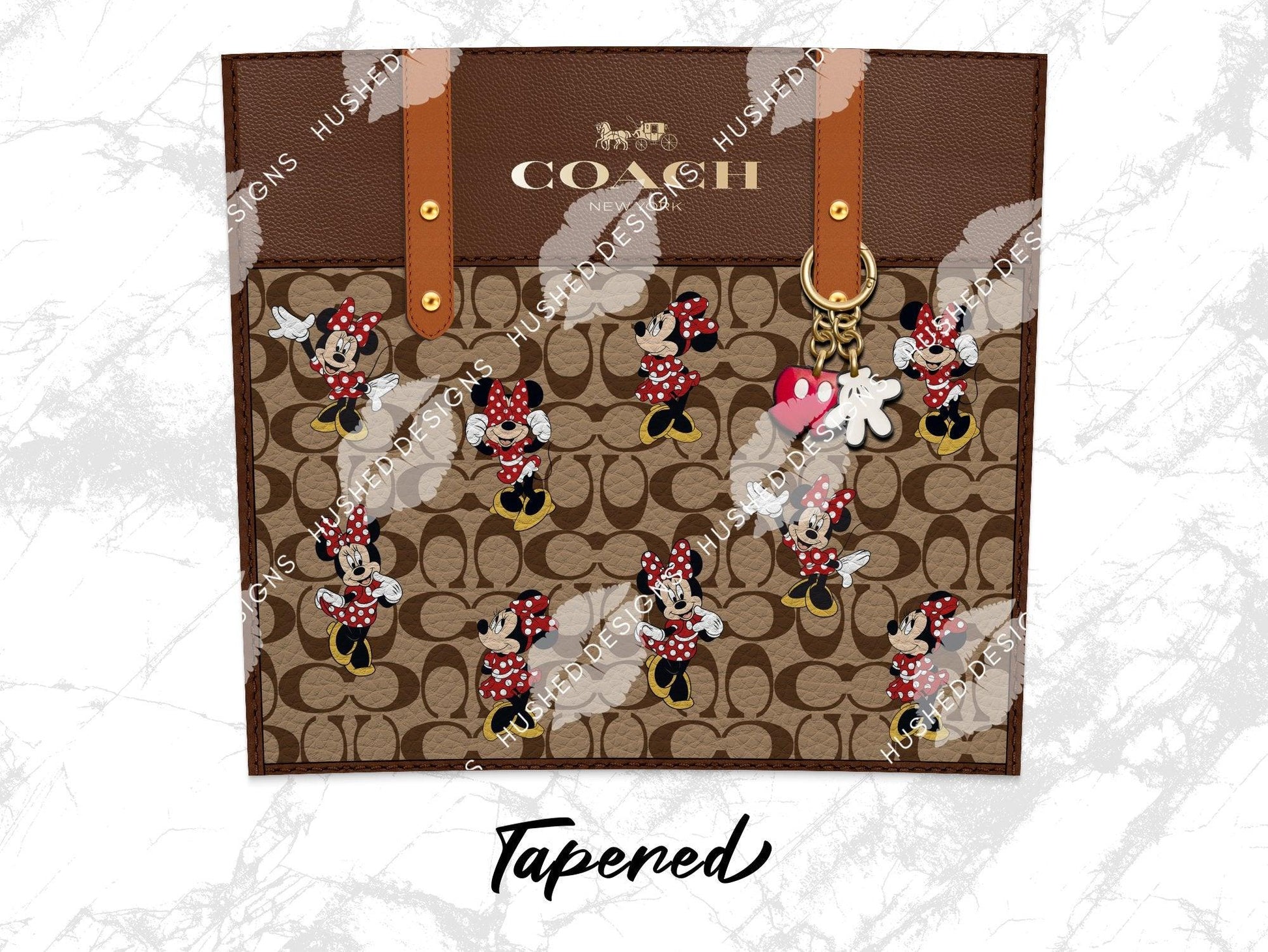 NY Coach Brown Monogram with Minnie Leather Texture - Hushed Designs