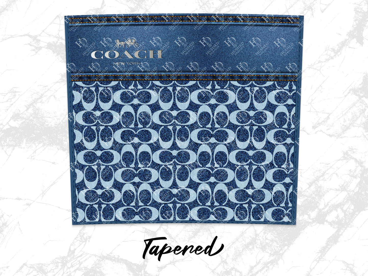 Coach Patterned Fabric Wallet, Designer Blue Monogram Clutch, Luxury Zip Around Purse, Gift for Her, Stylish Accessory