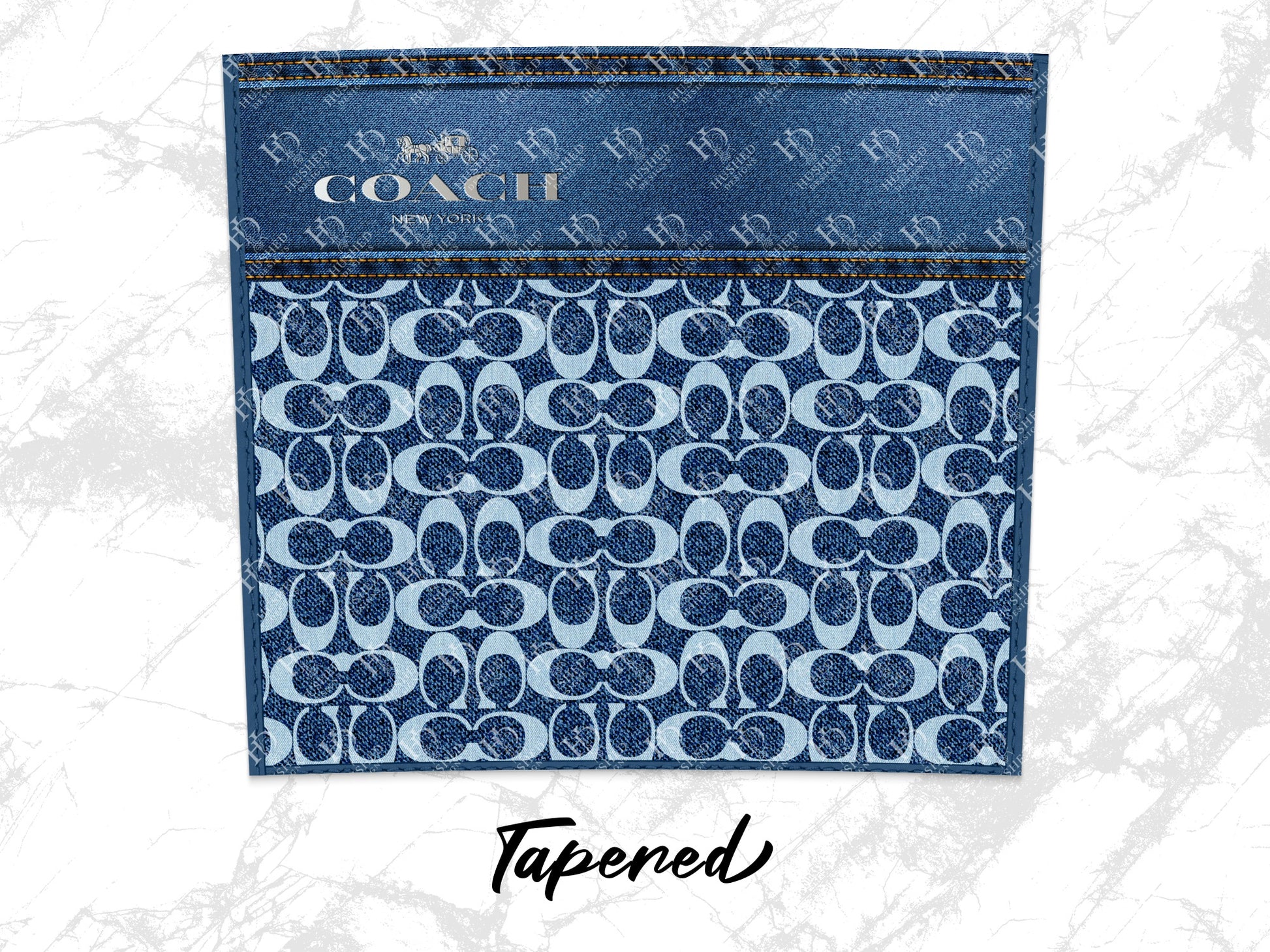 Coach Patterned Fabric Wallet, Designer Blue Monogram Clutch, Luxury Zip Around Purse, Gift for Her, Stylish Accessory