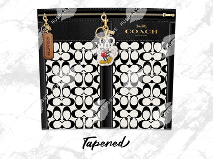 NY Coach Black and White Monogram with Mickey Key Chain Plain - Hushed Designs