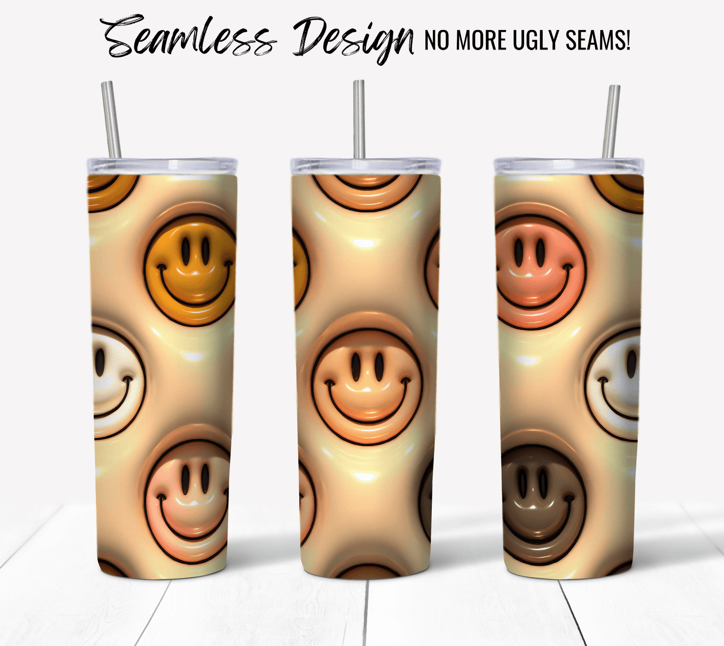 Retro Smiley Face 3D Puff - Hushed Designs