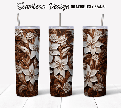 Lily Flowers Tooled Leather - Hushed Designs