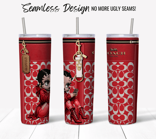 NY Coach Red Monogram with Betty Boop Fabric Texture - Hushed Designs