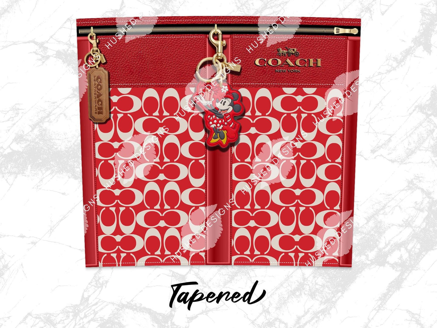 NY Coach Red Monogram with Minnie Key Chain Plain - Hushed Designs