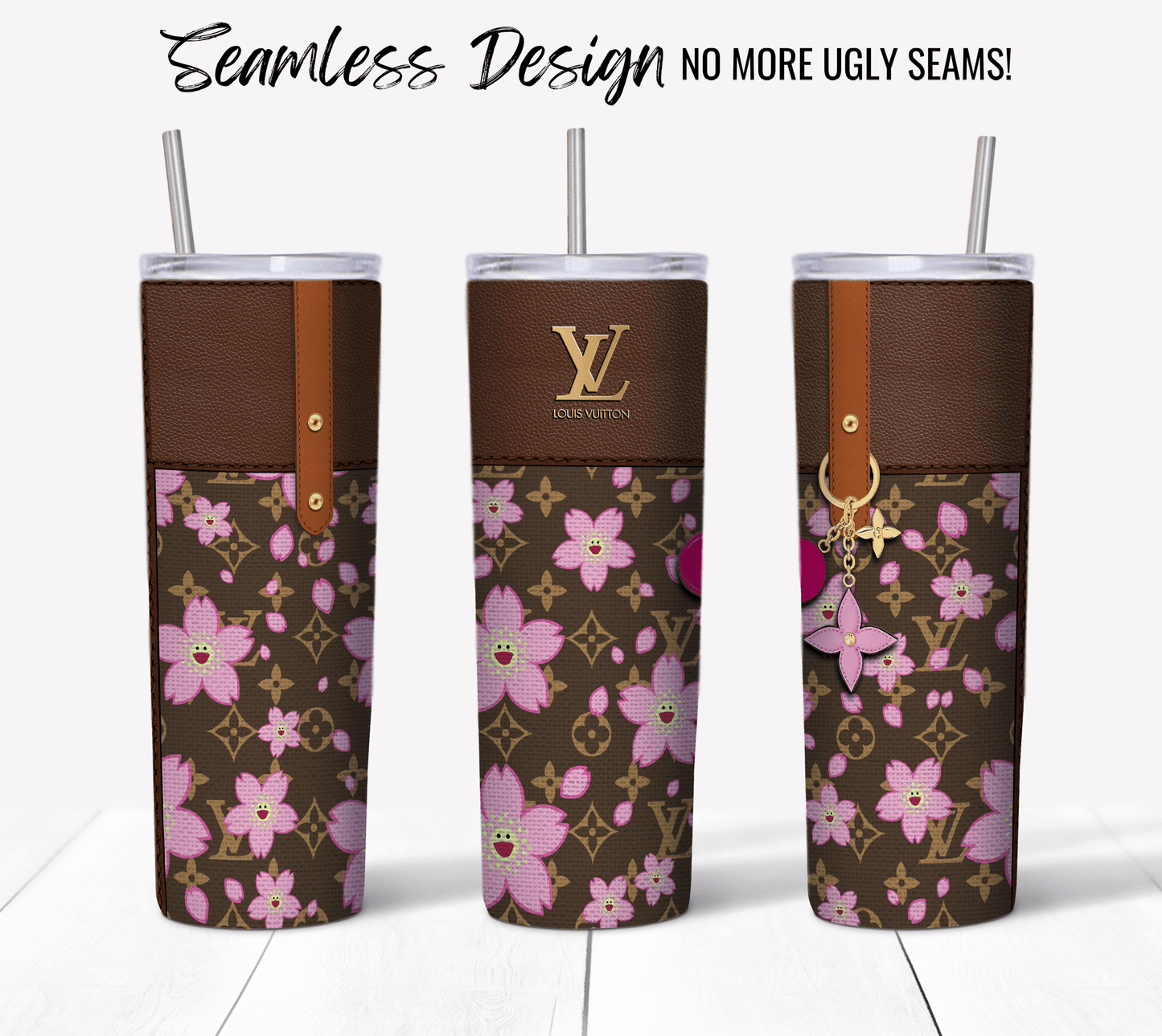 LV Designer Purse Tumbler Wrap Fabric Texture Seamless Design