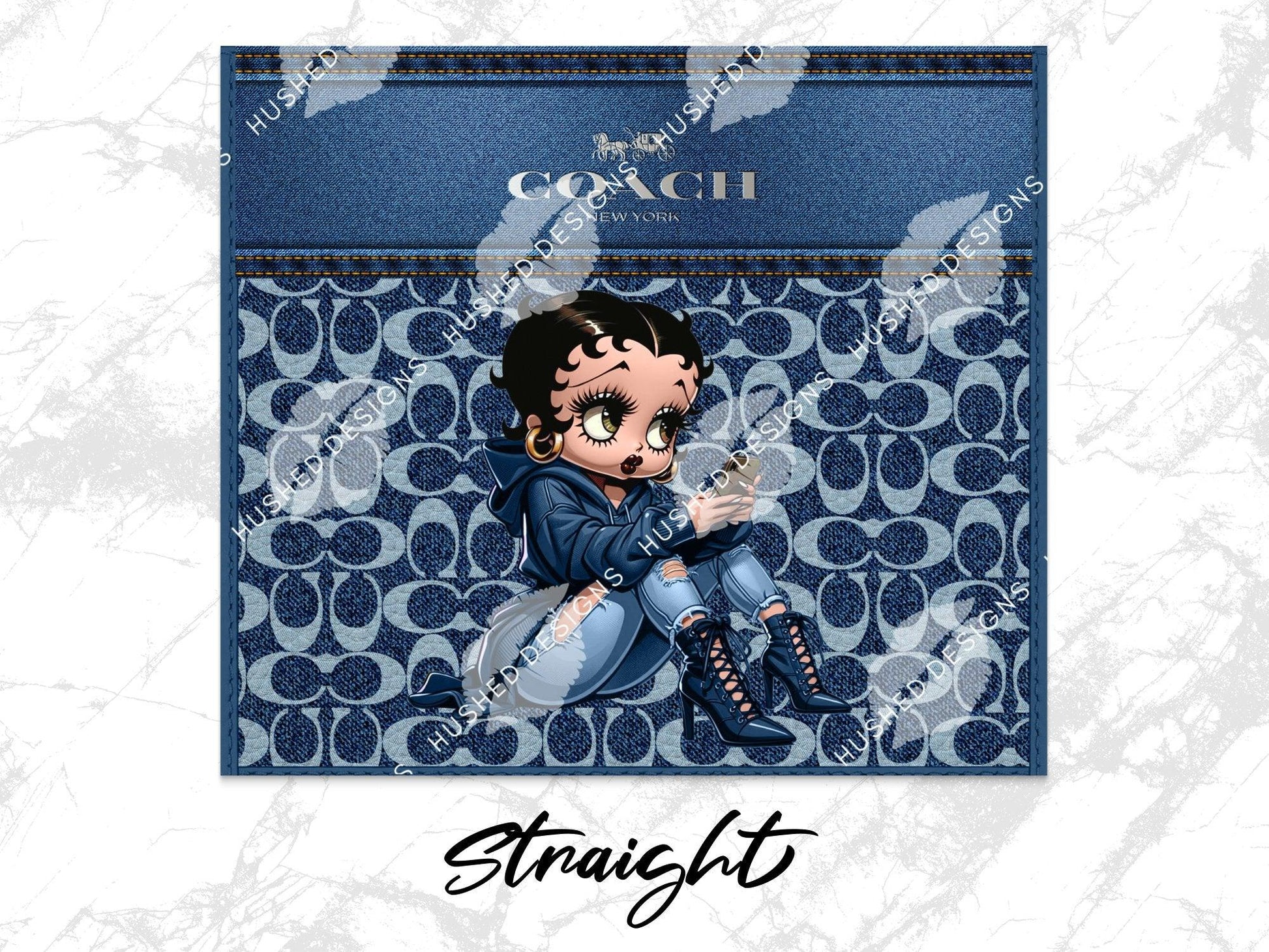 NY Coach Denim Monogram with Betty Boop Fabric Texture - Hushed Designs