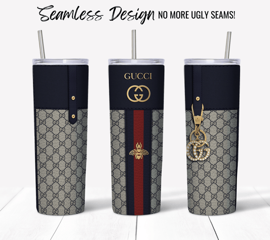 Gucci Navy Blue Monogram Leather Texture - Hushed Designs