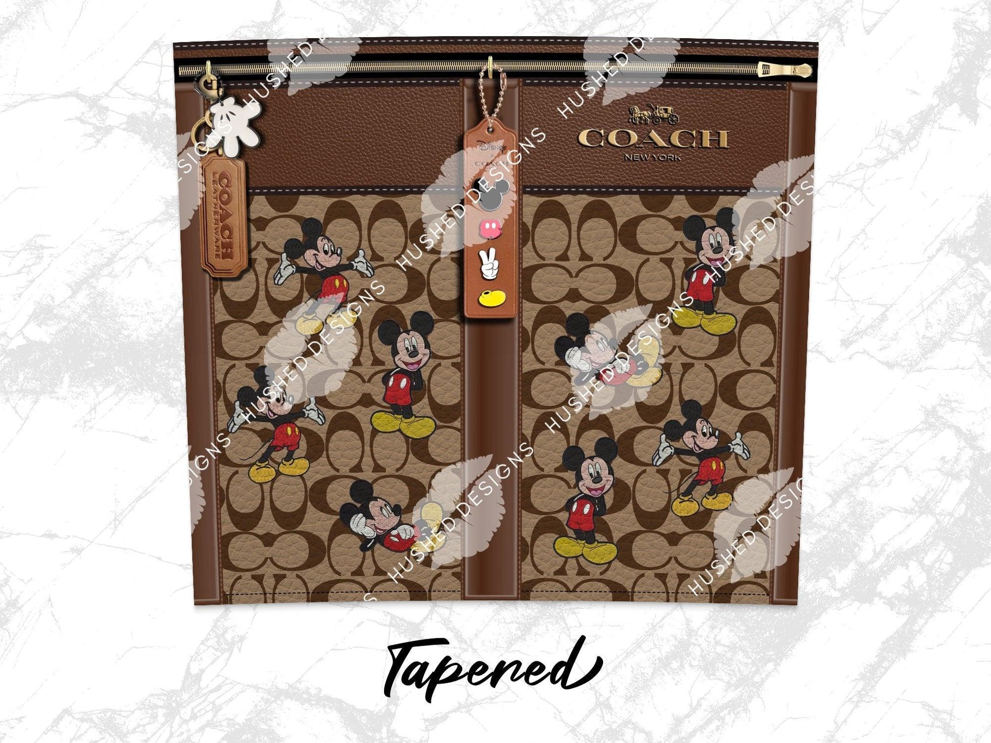 NY Coach Brown Monogram with Mickey Leather Texture - Hushed Designs