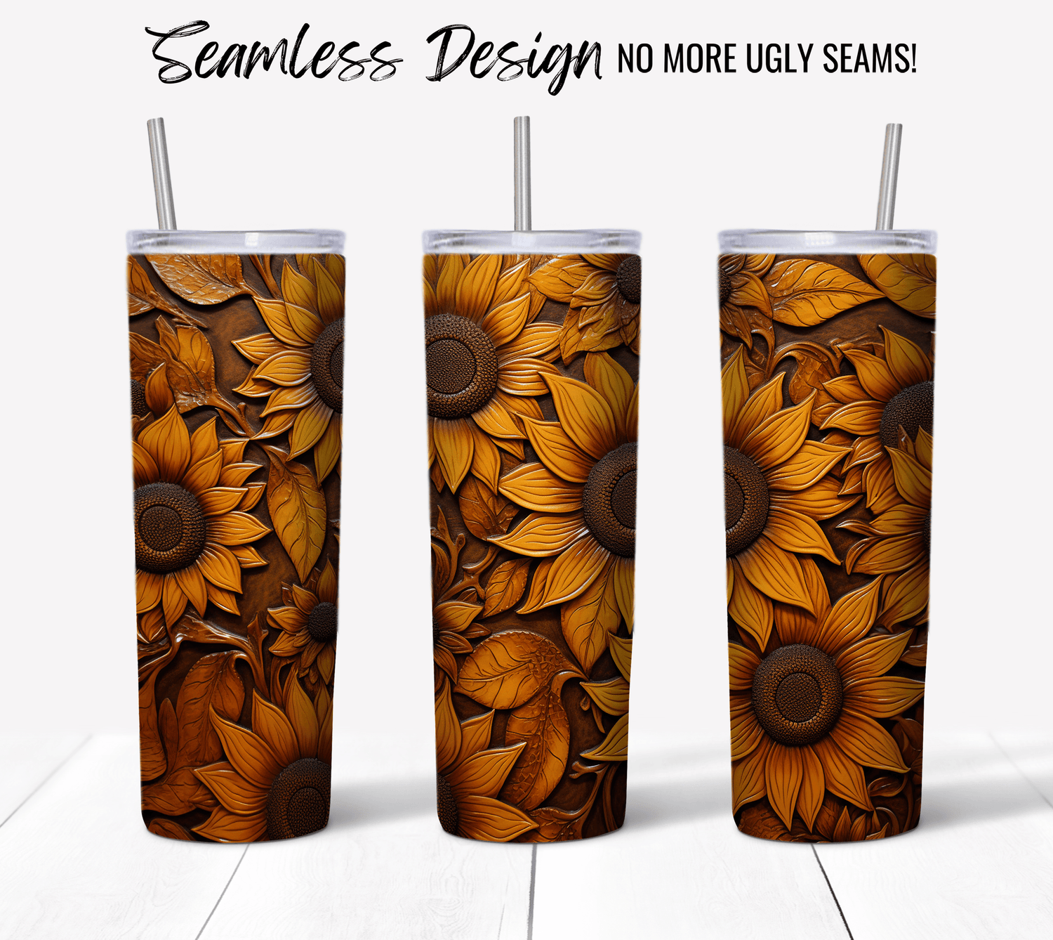 Sunflowers Tooled Leather - Hushed Designs