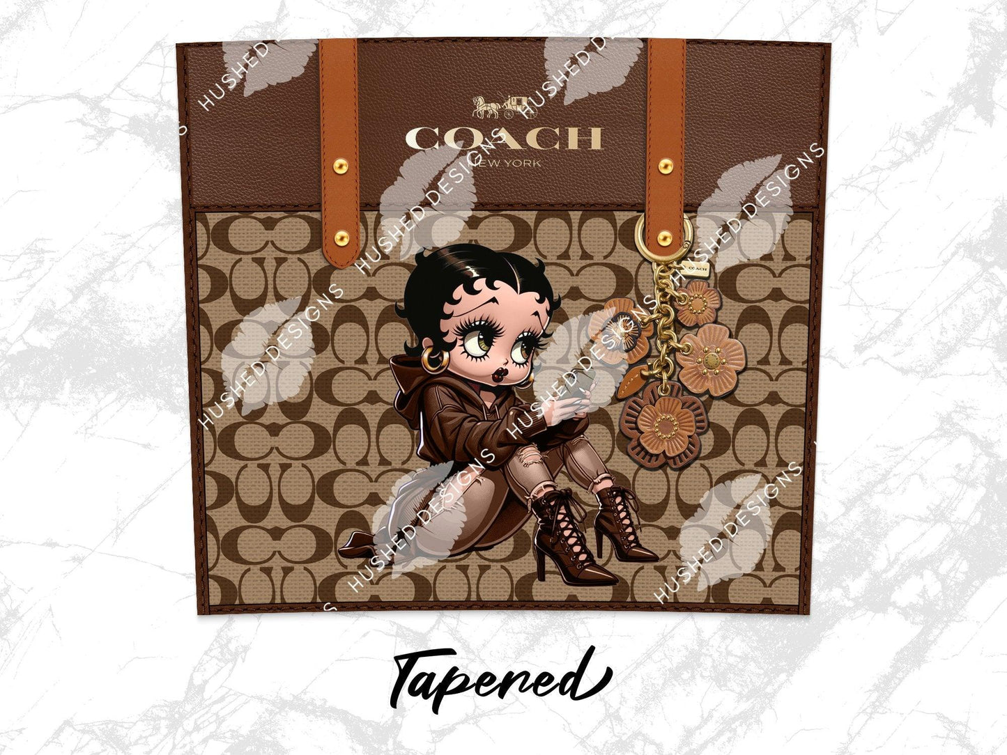 NY Coach Brown Monogram with Betty Boop Fabric Texture - Hushed Designs