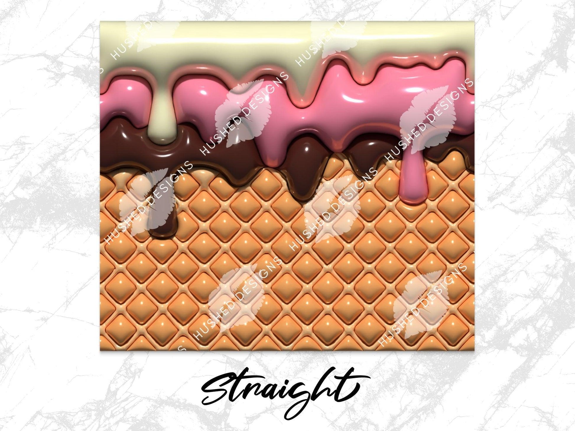 Ice Cream Cone with Pink and Chocolate 3D Puff - Hushed Designs